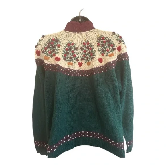 Vintage Floral Embroidered Christmas Sweater Size S - Picture 6 of 16